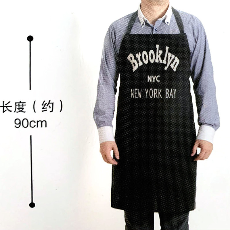 欧式时尚涤棉布鲁克林无袖围裙围巾绑带围裙厨房围腰男女