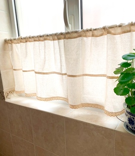 日式棉麻时尚布艺成品半帘短帘门帘窗帘遮光卧室厨房隔断装饰