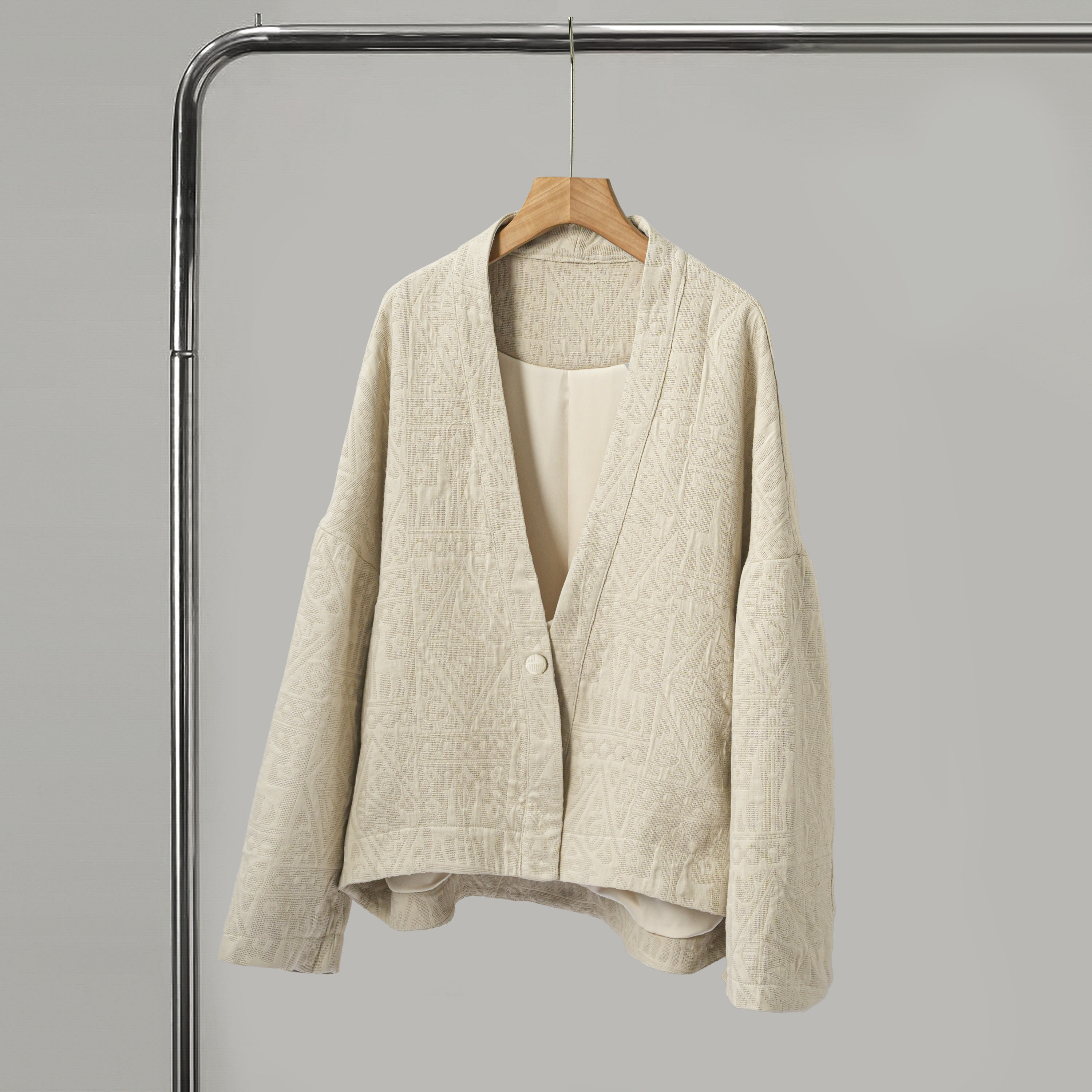 重磅真丝设计款落肩宽松外套女100%桑蚕丝简约一粒扣开衫上衣秋冬