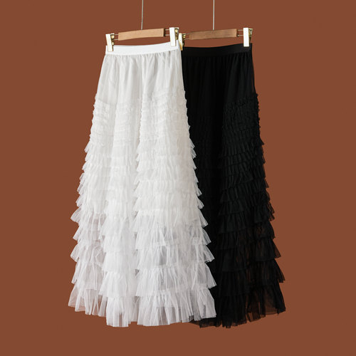 减龄松紧腰多层网纱蛋糕半裙