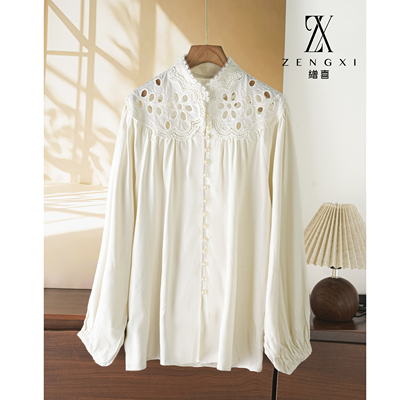 法式气质真丝衬衫女白色早春2026