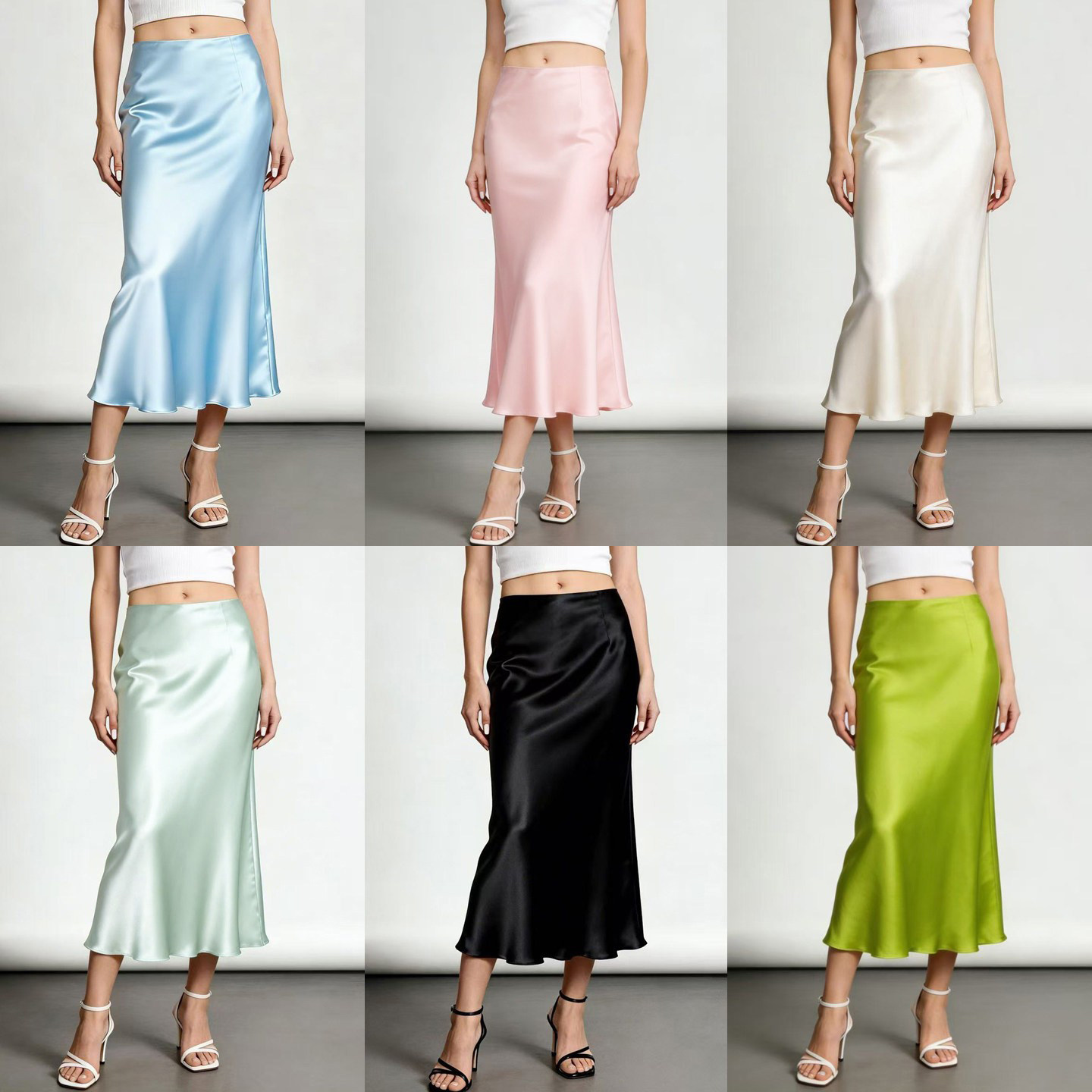 小个子纯色真丝包臀半身裙2026新春装桑蚕丝中长修身缎面鱼尾裙女