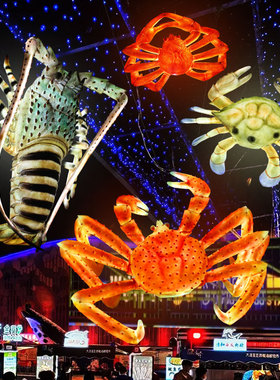 玻璃钢装饰餐厅发光帝王蟹龙虾