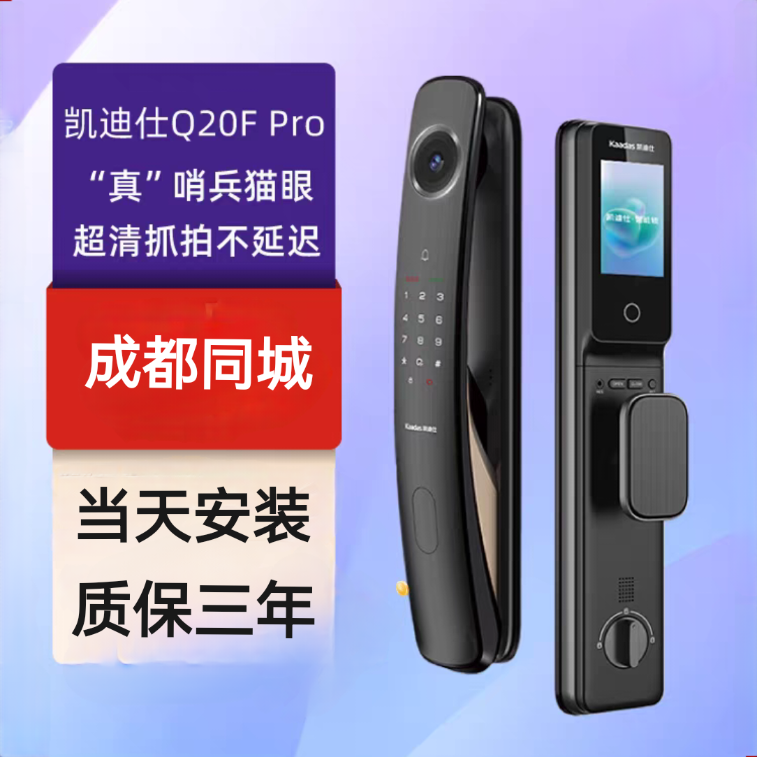 成渝凯迪仕Q20FPro人脸识别指纹密码电子锁入户家用智能门锁安装