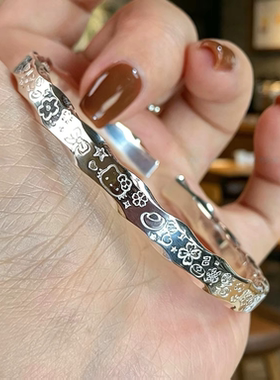 足银999.9hellokitty纯银吉言凯蒂猫手镯实心开口可调节生日礼物