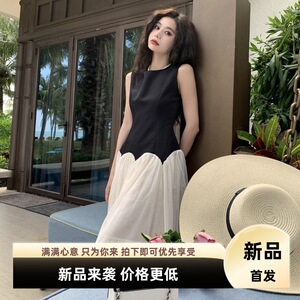 名媛裙子法式女装连衣裙夏季新款轻奢感气质赫本风女夏大摆裙