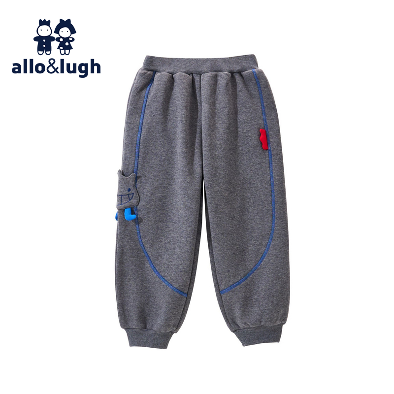 【加绒】阿路和如童装女童男童裤子2024新款休闲束脚卡通卫裤长裤