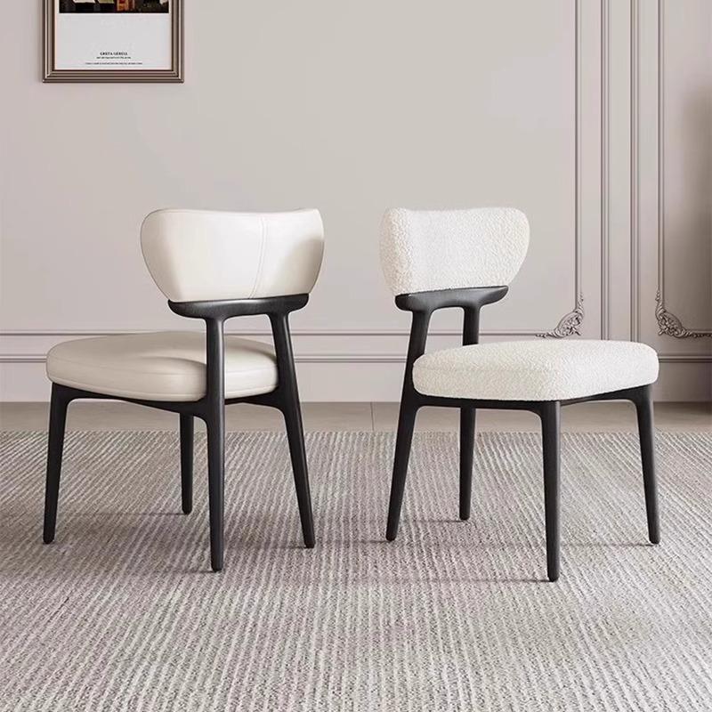 复古北欧餐椅家用现代简约实木法式奶油风餐桌椅子轻奢梳妆靠背椅