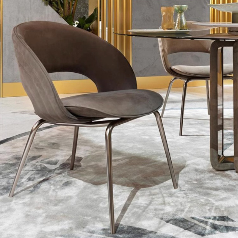 意式轻奢餐椅家用不锈钢梳妆椅小户型网红款设计师简约风餐厅椅子