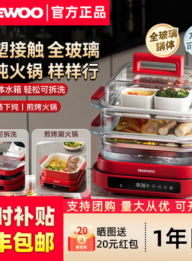 大宇玻璃电蒸锅三层蒸煮炖一体
