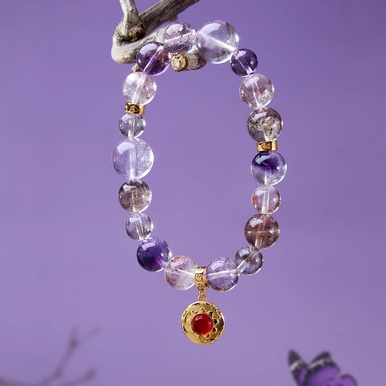 天然水晶女款紫水晶九紫离火