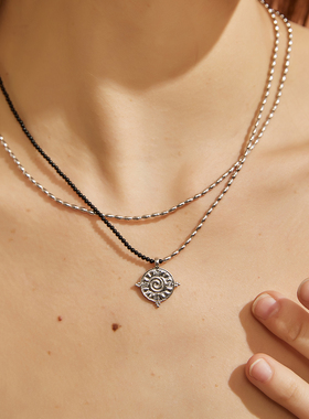 盘若言【言】一言 20K镀金简约米珠项链颈链叠戴项链 复古钱币新