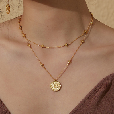 塔罗牌系列18K镀金星星双层项链