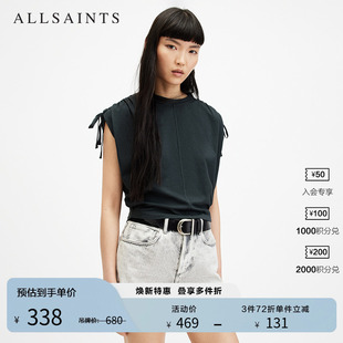 款 ALLSAINTS女士轻盈无袖 经典 T恤宽松简约上衣正品 W157JA 秋季