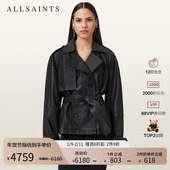 ALLSAINTS女士系带皮革Reed短款 风衣外套2025秋新款 W035LD