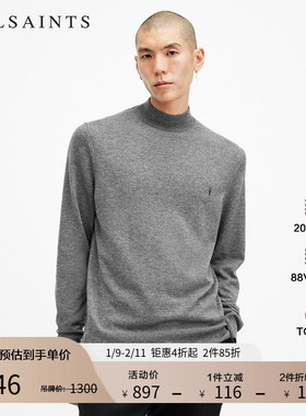 ALLSAINTS男士羊头毛衣羊毛混纺套头针织衫秋冬季男装M030KA