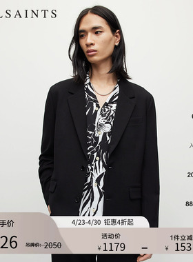 ALLSAINTS男士翻领休闲小西装黑色西服外套秋季男装M004QZ