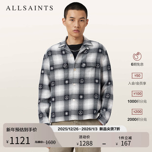 新款 ALLSAINTS男士 2025年秋季 休闲宽松长袖 M030SD 格纹印花衬衫