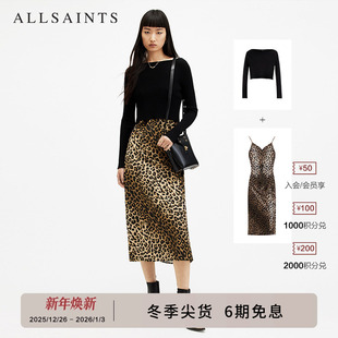 WD220U 印花裙秋季 ALLSAINTS女士豹纹连衣裙两件套裙装 气质针织衫