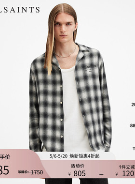 ALLSAINTS男士纯棉格纹衬衫休闲宽松衬衣春季男装M162SB