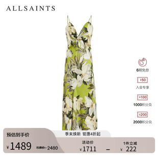 W075DC ALLSAINTS女士吊带连衣裙度假风花卉性感露背裙2026年春季