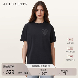W035JD ALLSAINTS女士街头涂鸦T恤爱心Logo印花上衣2026年春季