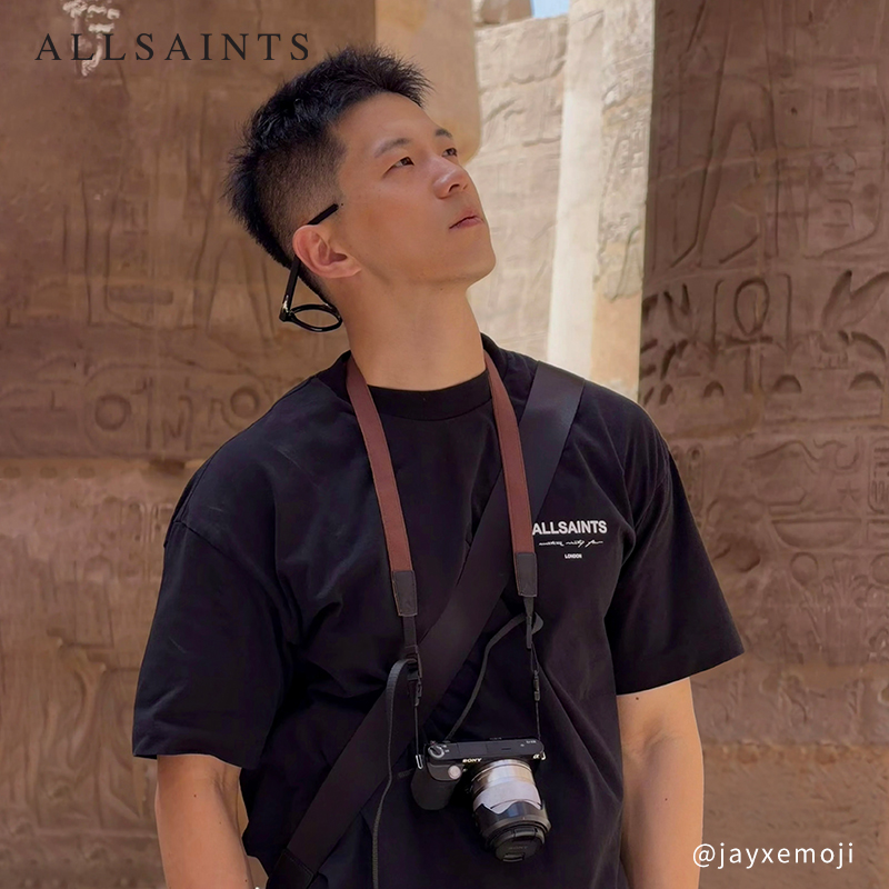 ALLSAINTS男士印花黑色T恤