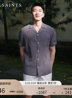 明星同款ALLSAINTS男士简约短袖衬衫休闲衬衣2025年秋季M157SC