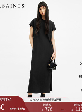 ALLSAINTS女士短袖T恤连衣裙宽松长款裙子官方夏季女装W294DA