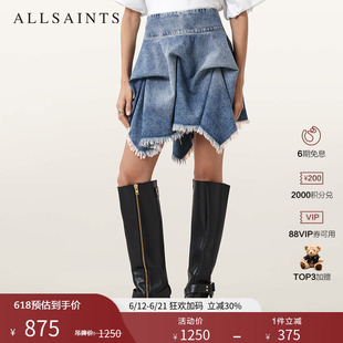 ALLSAINTS女士街头褶皱牛仔短裙CRISSY迷你裙子2026夏季新款