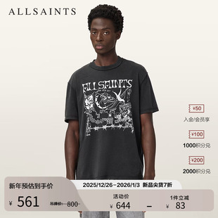 新款 复古上衣2025秋季 M002PD 朋克风印花T恤短袖 ALLSAINTS男士