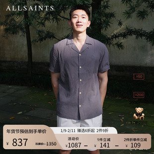 明星同款ALLSAINTS男士简约短袖衬衫休闲衬衣2025年秋季M157SC