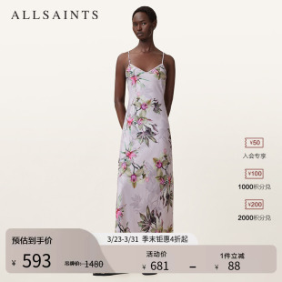 女装 长裙2026春季 W348DC 洋装 ALLSAINTS女士花卉吊带连衣裙修身
