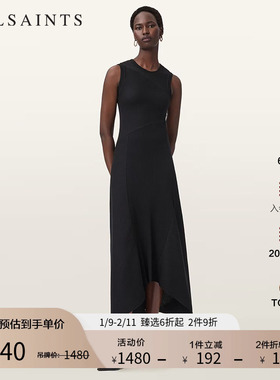 ALLSAINTS女士修身连衣裙长款无袖小黑裙2025秋季新款W233DD