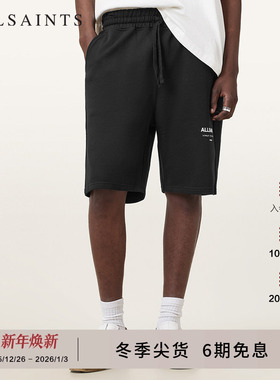 ALLSAINTS男士Logo短裤宽松抽绳运动裤子2025年秋季男装M002TC