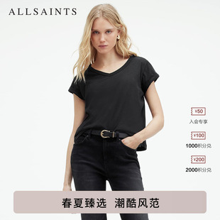 款 W024JZ T恤柔软简约上衣2026年春季 ALLSAINTS女士V领短袖