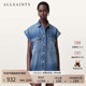 ALLSAINTS女士牛仔连衣裙可拆袖 W023DC 女装 毛边衬衫 裙2025年秋季