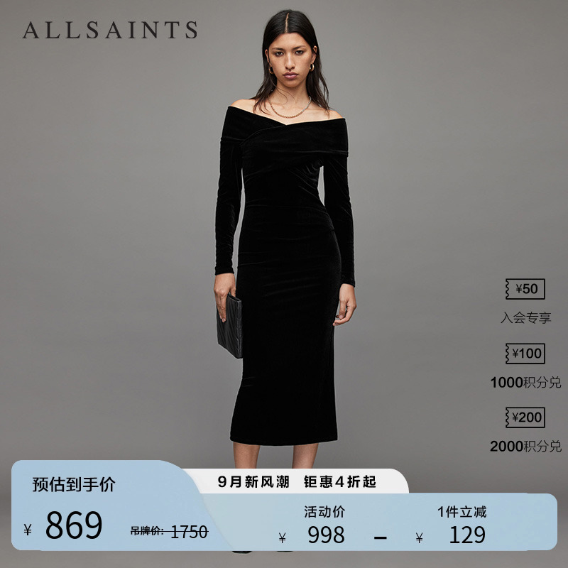 ALLSAINTS女士黑色连衣裙