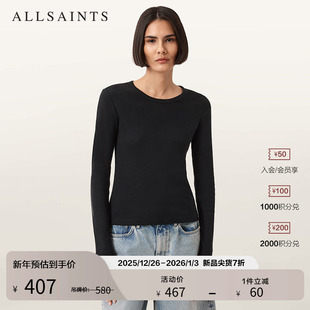 新款 ALLSAINTS女士时尚 上衣纯色百搭2025年秋季 T恤修身 W199JB 长袖