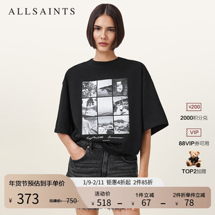 ALLSAINTS女士艺术印花T恤五分袖时尚宽松上衣2025秋季女装W164JC