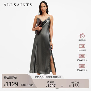 ALLSAINTS女士优雅吊带连衣裙性感开叉长裙春季 W255DB 女装