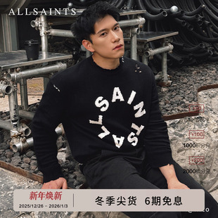 男装 ALLSAINTS男士 2025年秋季 针织套头衫 M025KC 破洞毛衣Logo款