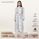 ALLSAINTS女士长袖 W356DC 新款 连衣裙立领印花衬衫 裙2025冬季