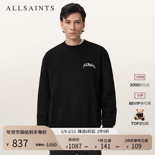 ALLSAINTS男士哥特刺绣卫衣Logo圆领套头衫2025冬新款M032ND