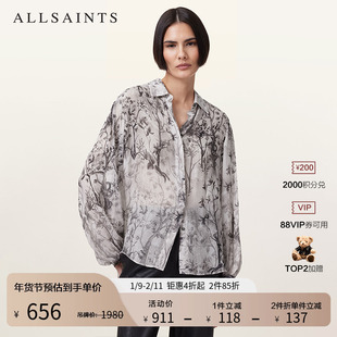 ALLSAINTS女士轻盈长袖衬衫休闲印花衬衣2025年秋季女装W044PC