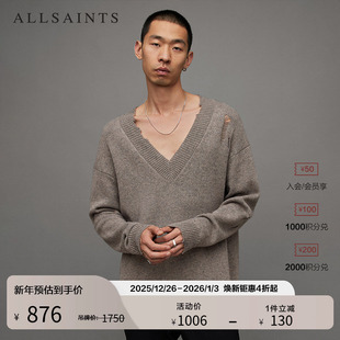 款 明星同款 秋冬季 破洞毛衣V领羊毛棉针织衫 MK006Z ALLSAINTS男士