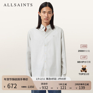 ALLSAINTS男士竖条纹衬衫心形刺绣商务休闲2025冬新款M047SD