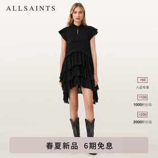 ALLSAINTS女士百褶骑士连衣裙CAVARLY短款 蛋糕裙2026春夏新款