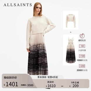 套头毛衣百褶裙春W207DB ALLSAINTS女士渐变扎染连衣裙两件套裙装