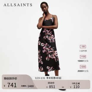 ALLSAINTS女士吊带连衣裙优雅花卉裙印花春季 W302DB 女装